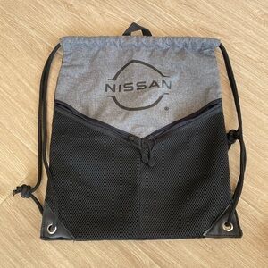 Nissan Gray and Black Drawstring Backpack